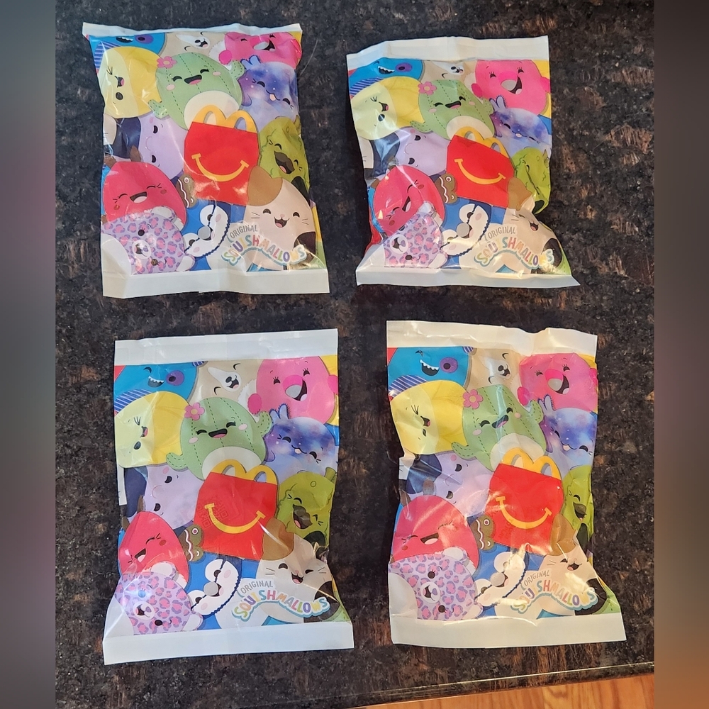 NEW. Sealed Set of 4 McDonald's Squishmallows Bags Happy Meal Toys 2025